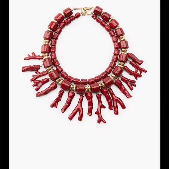 New in Box, 2 Pack Bold Zara Resin necklace coral 1856/051 - Picture 3 of 5